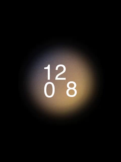 In diesem dynamischen Logo sind die Zahlen 12 08 asymmetrisch angeordnet während sich die Farben verändern.