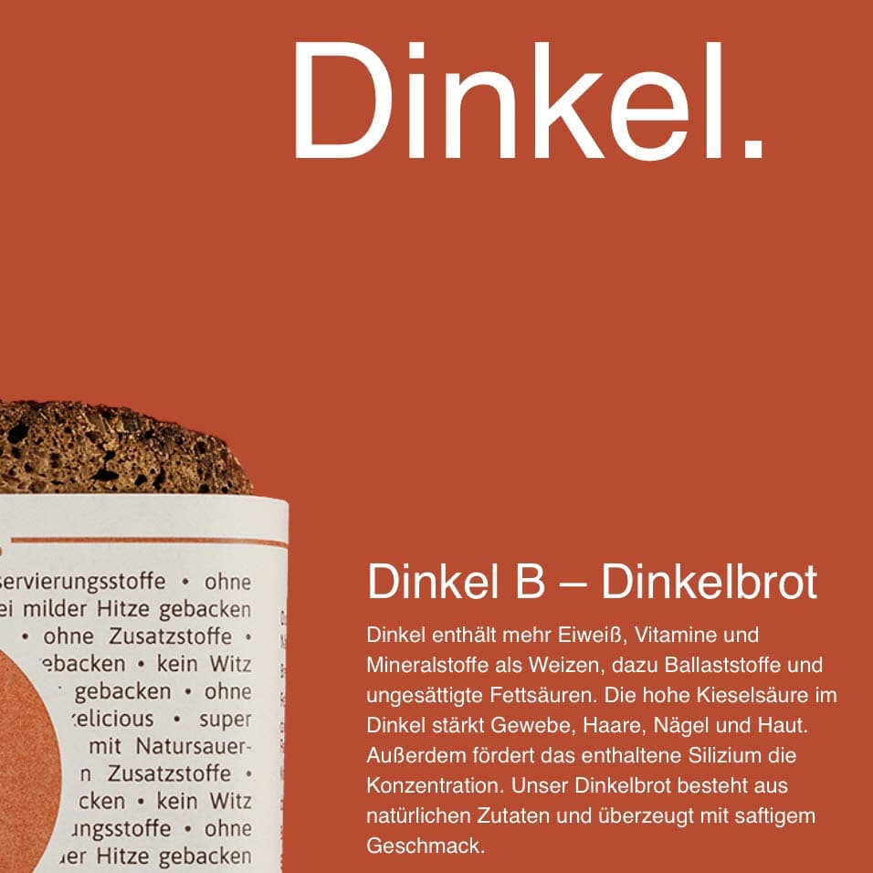 B. Just Bread Website mit farbenfroher Produkt- und Markenpräsentation