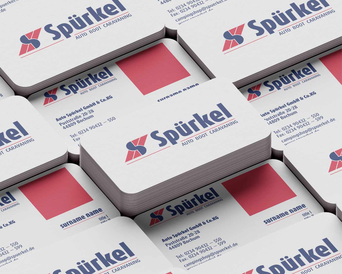 Spürkel Visitenkarten mit neuem Logo und Corporate Design